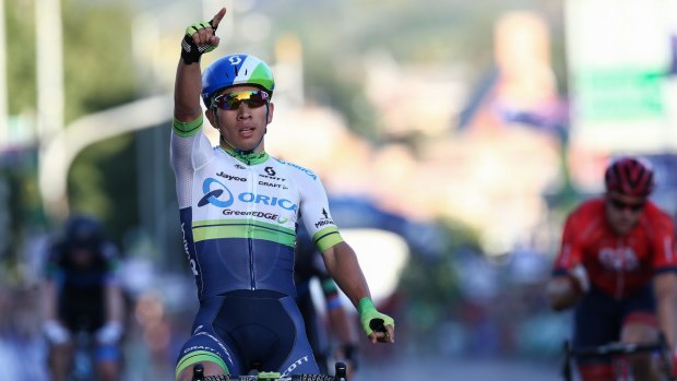 Hot favourite salutes: Caleb Ewan wins the men's elite criterium race at the Australian road cycling championships.