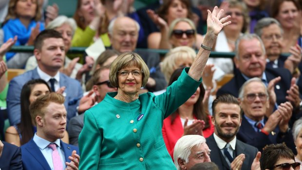 Margaret Court at Wimbledon last year.