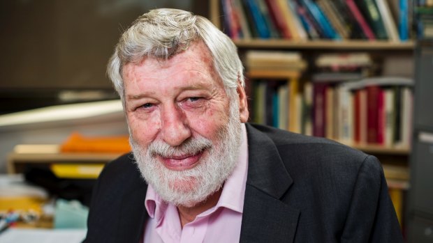 Professor Desmond Ball in his office at the Australian National University in 2013.