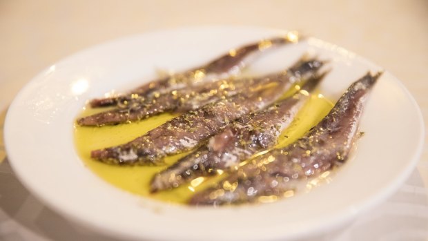 Anchovies in olive oil.