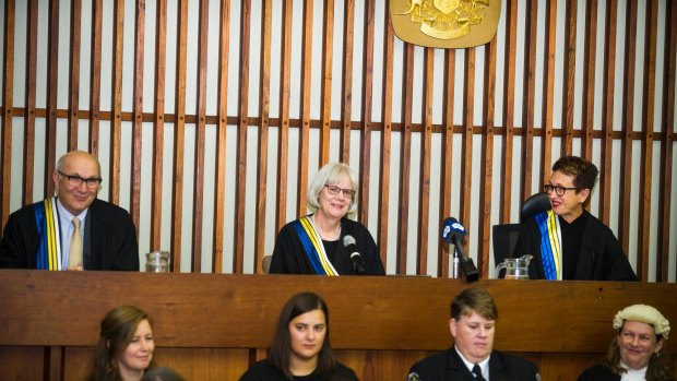 A ceremonial sitting to mark the retirement of Justice Hilary Penfold, centre, as ACT Supreme Court Judge.