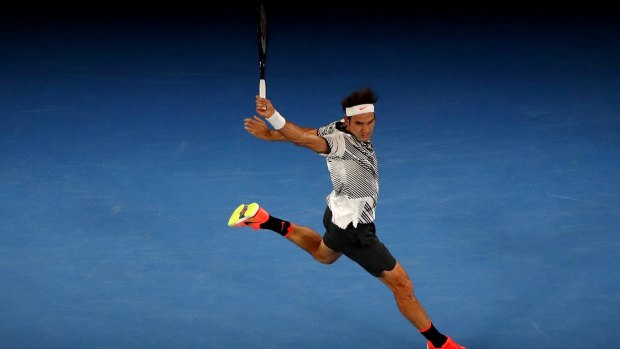 Roger Federer during the men's finals of the Australian Open in January 2017.