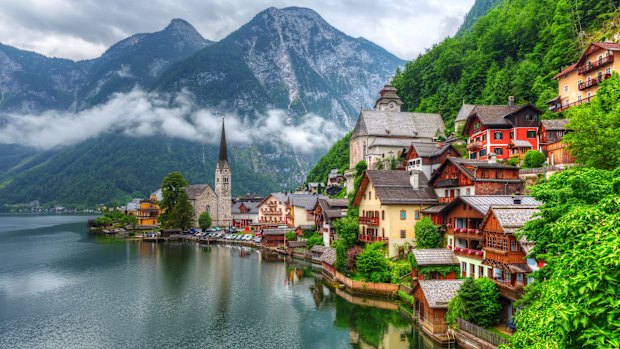 Hallstatt, Austria. FFP2 masks are compulsory if you're travelling in Austria.