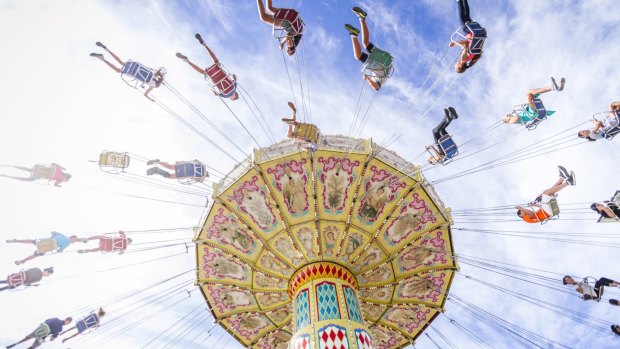 Take a whirl on the amusement rides at the Sydney Royal Easter Show, on until March 30.