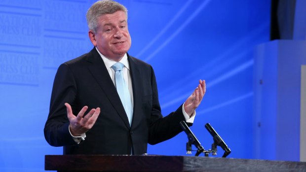 Federal Arts Minister Mitch Fifield at the National Press Club of Australia in Canberra in March.