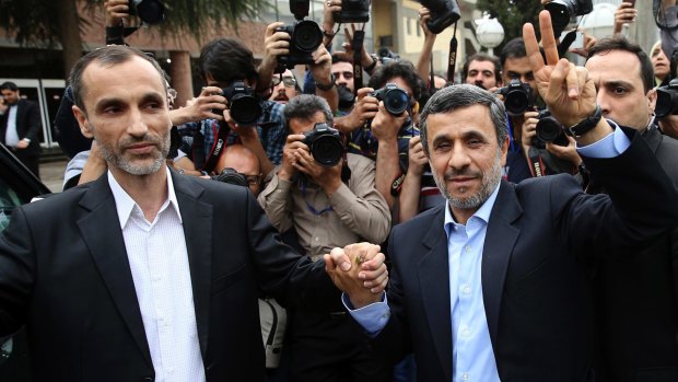 Former Iranian president Mahmoud Ahmadinejad (right) and close ally Hamid Baghaei will both stand in the Iranian presidential election.
