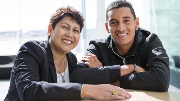 Nill Kyrgios has leapt to the defence of her son Nick over his on-court antics.