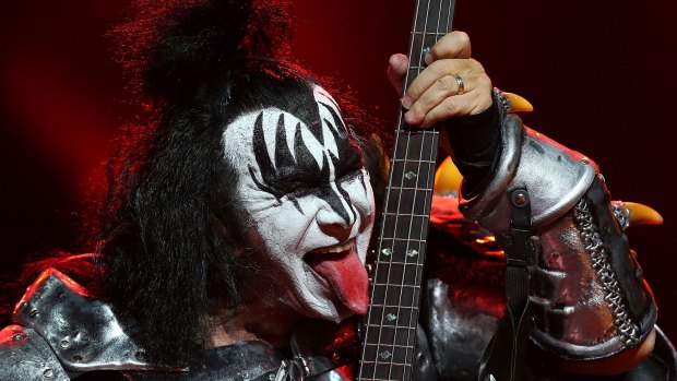 Gene Simmons of KISS performs at Perth Arena in 2013.