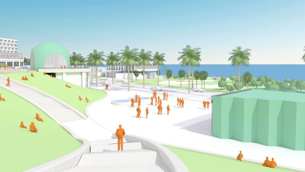 An artist's impression of Port Phillip Council's most recent plans for  the St Kilda triangle revamp. 