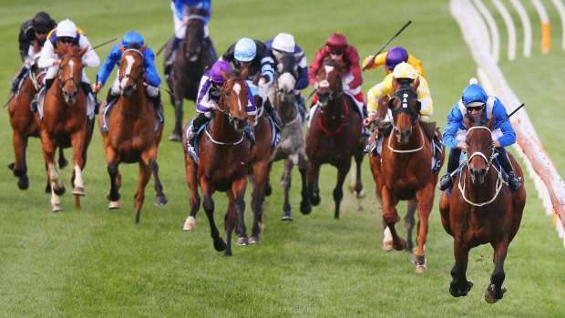 Simply the best: Hugh Bowman and Winx (right) take out the Cox Plate last spring.