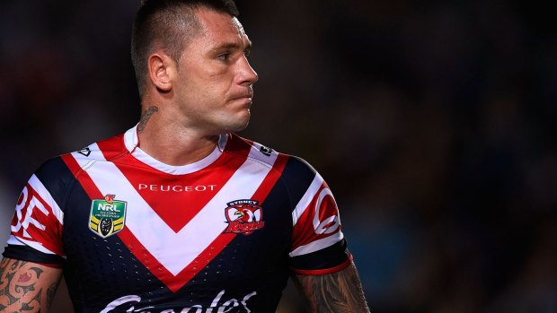 Charged:  Shaun Kenny-Dowall of the Sydney Roosters.