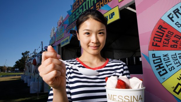 Messina's Kristy Huang with best seller Aunty Tomsu's Cheesecake Sundae at the Enlighten Night Noodle Markets. 