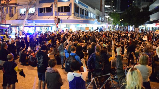 Hundreds marched through Brisbane's CBD during the protest.