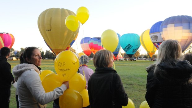 Hundreds of balloons were released in tribute to Stephanie Scott as dawn broke over Canowindra on Sunday.  