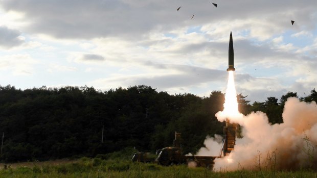 South Korea's Hyunmoo II ballistic missile is fired during an exercise at an undisclosed location in South Korea earlier this month.