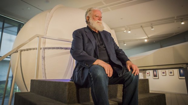 James Turrell in front of one of his cells at the National Gallery of Australia.