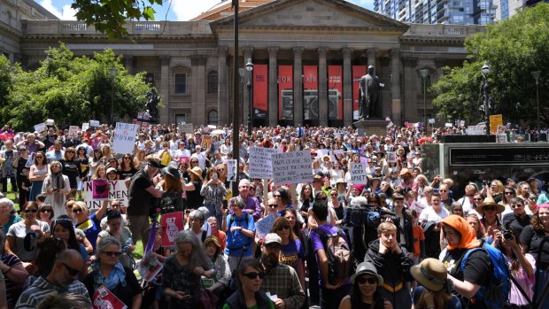Women's March in Melbourne to protest against US president Donald Trump. 