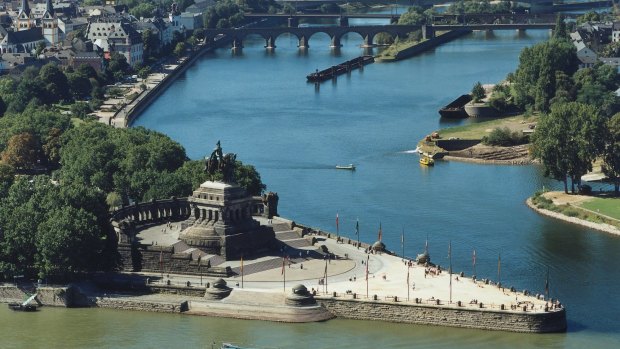 Spectacular: The meeting of the Rhine and Moselle rivers at Cologne. 