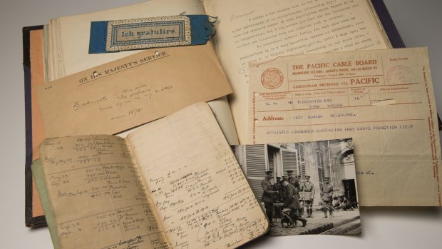 Some of the papers of Sir John Monash held in the Manuscripts Collection at the National Library of Australia.