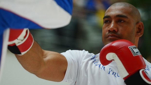 Heavy hitter: Alex Leapai trains in Germany for the fight against Klitschko.