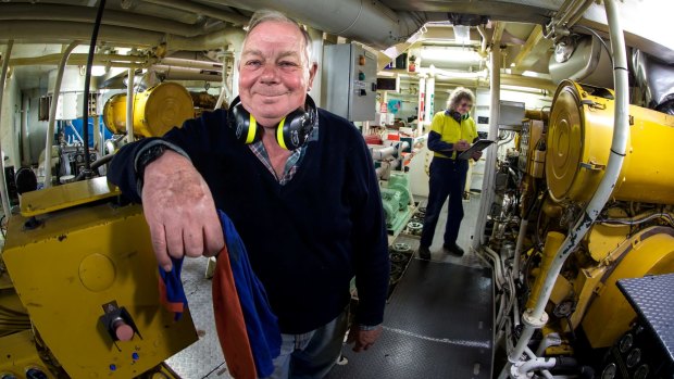 Marine engineer Henry Kraak, with  Adrian Garland on the checklist at rear.