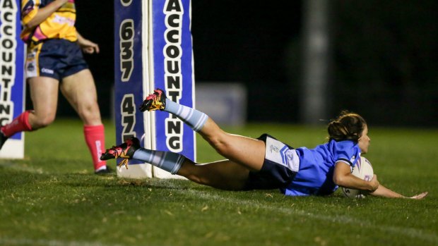The Queanbeyan Blues won the first game of the Canberra Raiders Cup women's open tackle competition.