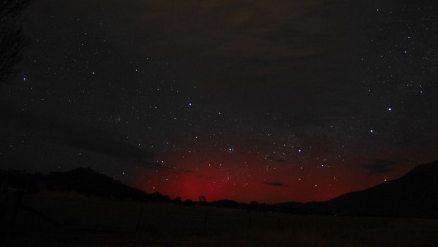 The Aurora Australis above Mt Tennent Tuesday morning.