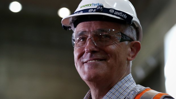 Crossing the Rubicon? Malcolm Turnbull tours a hydro-power station this week.