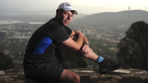Paul Lawton, of Fraser, is using Mount Ainslie as one of his training venues before the Youngcare Simpson Desert Challenge to raise awareness of younger Australians with high care needs living in aged care facilities.
