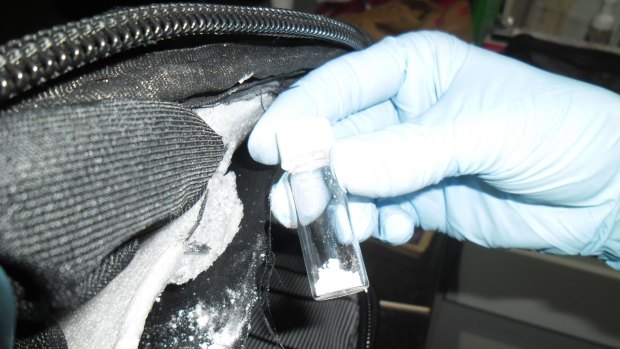 Five kilograms of cocaine were found inside the lining of this carry-on bag.