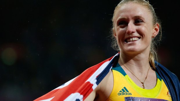 Sweet success: Sally Pearson celebrates her gold medal at the London Olympic Games.