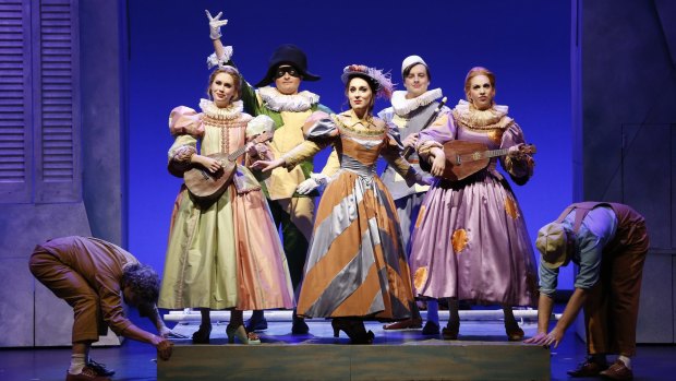 Inspired commedia dell'arte: Michele McCarthy, Michael Petruccelli, Shakira Tsindos, Daniel Carison and Kate Amos in Victorian Opera's <i>Laughter and Tears</I>.