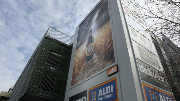 Advertising on the outside of the Canberra Centre in 2014.