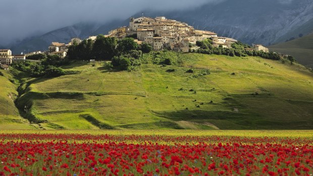 The spectacular Castelluccio landscape in Umbria.