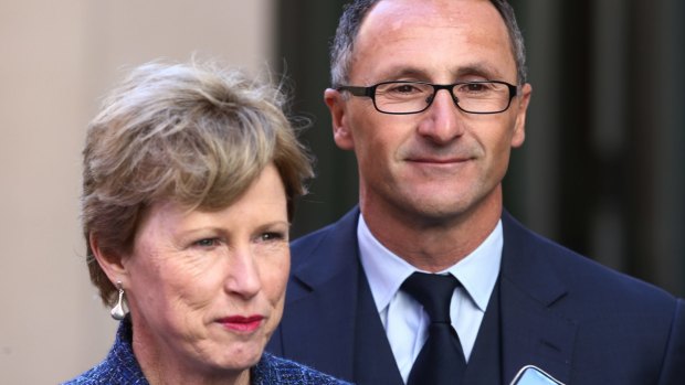 Former Greens leader Senator Christine Milne and new Greens leader Senator Richard Di Natale.