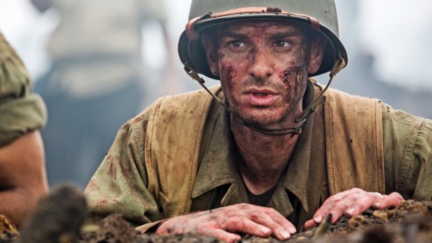 Andrew Garfield as conscientious objector Desmond Doss in <i>Hacksaw Ridge</i>.