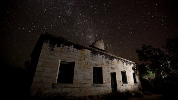 The ruins of Cape St George lighthouse under stars.