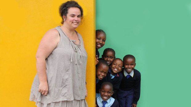Gemma Sisia, founder of the School of St Jude, with students in Arusha, Tanzania.