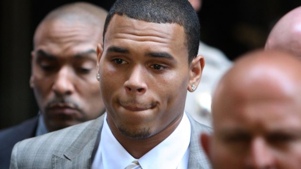 Chris Brown leaves court in 2009 after facing assault charges against former girlfriend Rihanna. 