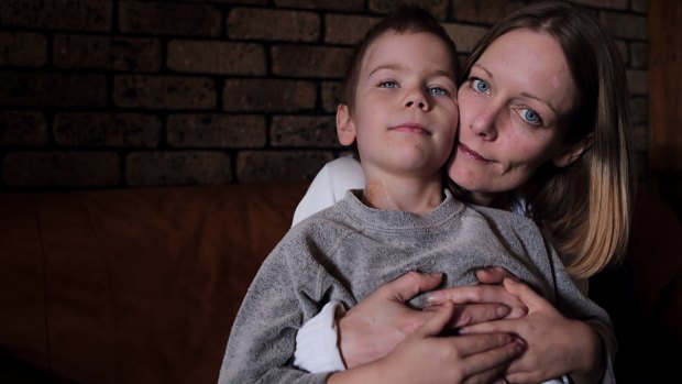 Angela Kiszko with her son Oshin before his death on Wednesday. 