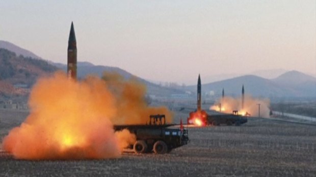 File footage of a North Korean missile launch at an undisclosed location in March.