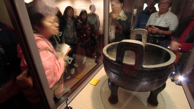 Artifacts on display in The Palace Museum in Taipei.