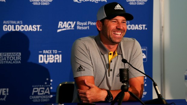 Relaxed: Sergio Garcia on the Gold Coast on Tuesday.