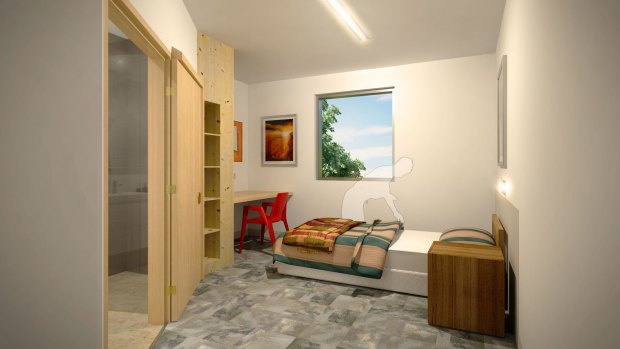 An artist's impression of one of the bedrooms at the secure mental health unit being built at Symonston.
