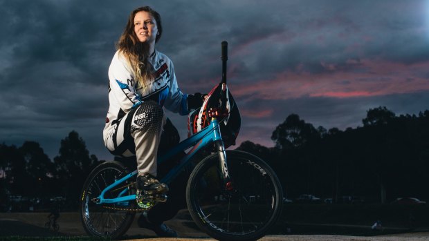 Portrait of BMX rider Harriet Burbidge-Smith who is making her comeback from two knee reconstructions at the BMX nationals in Brisbane this week