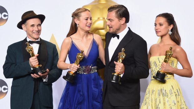 Actresses Brie Larson (second from left) and Alicia Vikander (far right) have been invited to join the Academy in a diversity push.