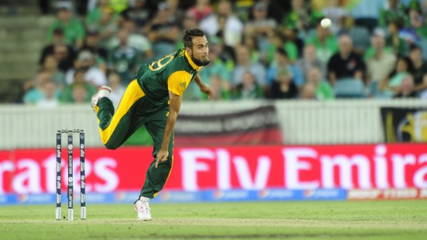South Africa bowler Imran Tahir had a run-in with a spectator at Manuka Oval.