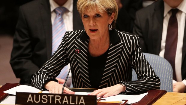 Foreign Affairs Minister Julie Bishop at the UN Security Council in July last year.