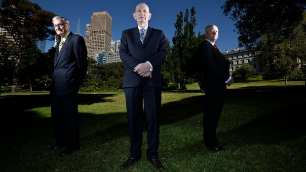 United front: Three of the auditors-generals who pushed for more powers to scrutinise government spending, Ches Baragwanath, John Doyle and Des Pearson.
