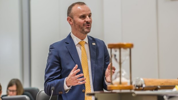 Chief Minister Andrew Barr in question time on Tuesday. 
